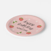 Zoete aardbei verjaardagsfeestje papieren bordje (Gekanteld)