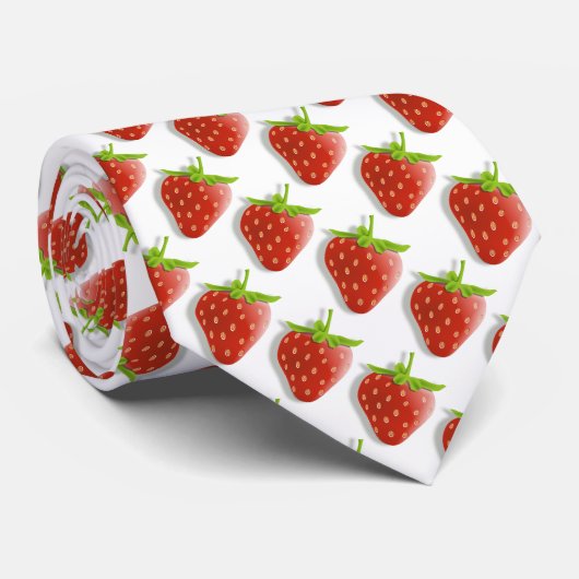 Zoete aardbeien als rode witte stippen stropdas (Opgerold)