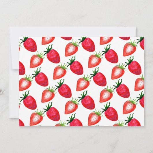 Zoete aardbeien bessen eerste 1e verjaardag foto kaart (Achterkant)