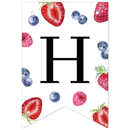 Zoete aardbeien bessen eerste 1e verjaardag foto vlaggetjes (Tweede vlag)