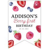 Zoete aardbeien bessen eerste 1e verjaardag foto vlaggetjes (Eerste vlag)
