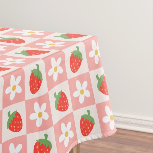 Zoete aardbeien & bloemen tafelkleed (Voorbeeld)