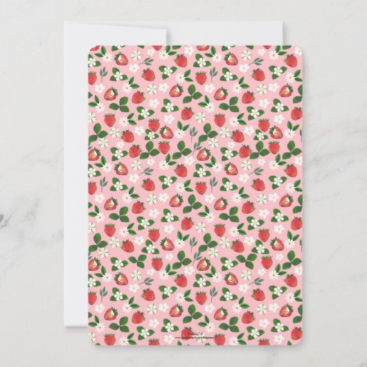 Zoete aardbeien Bloemen Waterverf Bloemen Kaart (Achterkant)