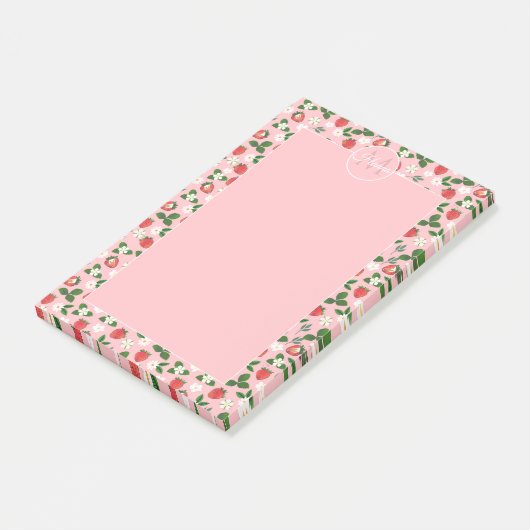 Zoete aardbeien Bloemen Waterverf Bloemen Post-it® Notes (Schuin)