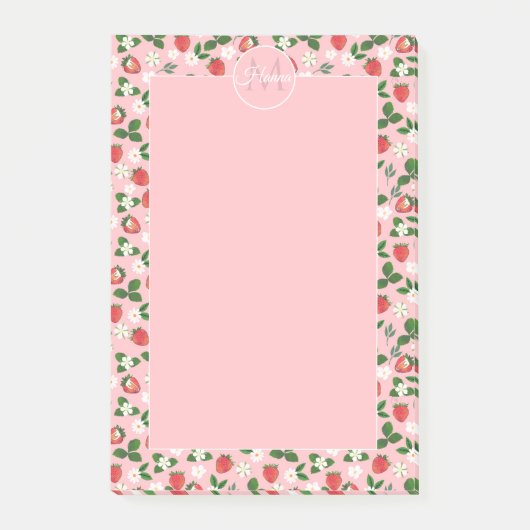 Zoete aardbeien Bloemen Waterverf Bloemen Post-it® Notes (Voorkant)
