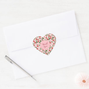 Zoete Aardbeien Bloemen Waterverf Bloemstuk Hart Sticker