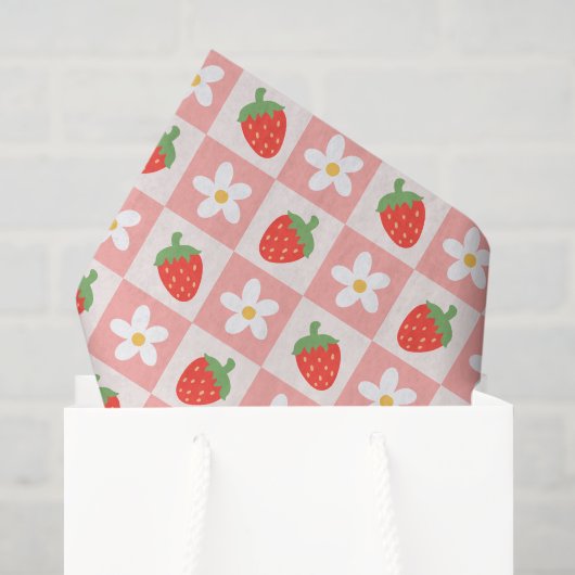 Zoete Aardbeien & Bloemen Weefselpapier Tissuepapier (Cadeauzakje)