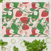 Zoete aardbeien en bloesems theedoek (Gevouwen)