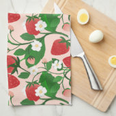 Zoete aardbeien en bloesems theedoek (Quarter Fold)