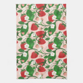 Zoete aardbeien en bloesems theedoek (Verticaal)