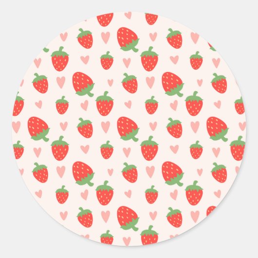 Zoete aardbeien en harten sticker (Voorkant)
