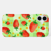 Zoete aardbeien en madeliefjes Waterverf Plaid iPhone Hoesje (Achterkant horizontaal)