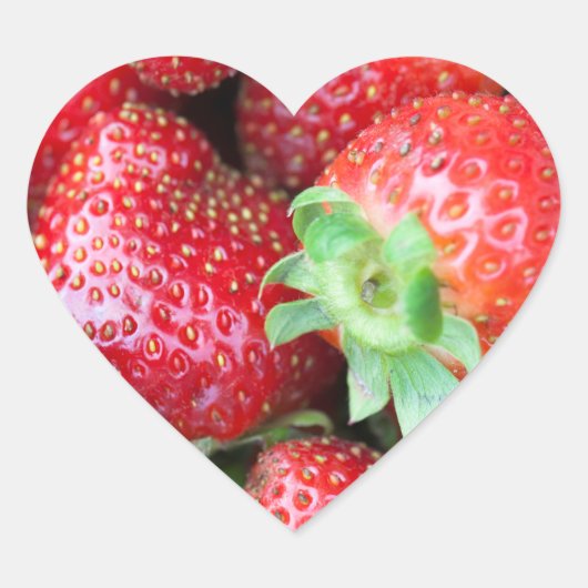 Zoete aardbeien hart sticker (Voorkant)