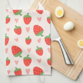 Zoete aardbeien & harten keukenhanddoek (Quarter Fold)
