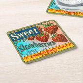 Zoete aardbeien kartonnen onderzetters (Schuin)
