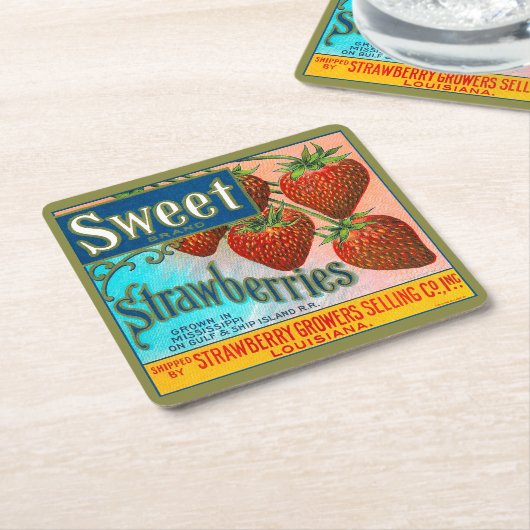 Zoete aardbeien kartonnen onderzetters (Schuin)