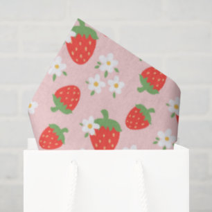 Zoete aardbeien & madeliefjes tissue papier