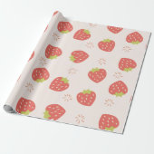 Zoete Aardbeien Patroon Cadeaupapier (Uitgerold)