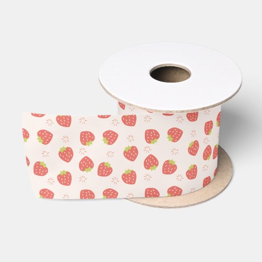 Zoete Aardbeien Patroon Satijnen Lint (Spoel)