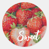 Zoete aardbeien ronde sticker (Voorkant)