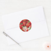 Zoete aardbeien ronde sticker (Envelop)