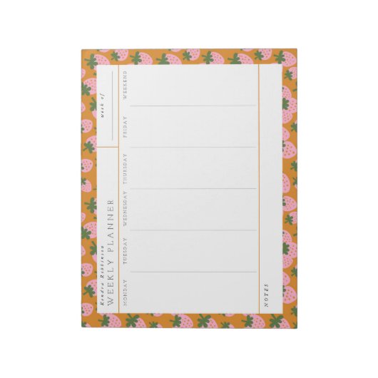 Zoete aardbeien Weekly Planner Notitieblok (Linkerzijde)