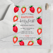 Zoete aardbeienbes Eerste 1e Verjaardag Acryl Uitnodigingen