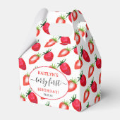 Zoete aardbeienbes Eerste 1e Verjaardag Bedankdoosjes (Voorkant Zijde)