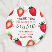 Zoete aardbeienbes Eerste 1e Verjaardag Bedankjes Labels (Voorkant)