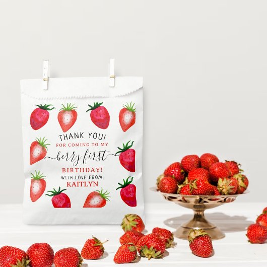 Zoete aardbeienbes Eerste 1e Verjaardag Bedankzakje