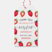 Zoete aardbeienbes Eerste 1e Verjaardag Cadeaulabel (Voorkant)