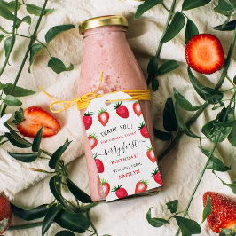 Zoete aardbeienbes Eerste 1e Verjaardag Cadeaulabel