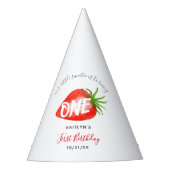 Zoete aardbeienbes Eerste 1e Verjaardag Feesthoedjes (Voorkant)