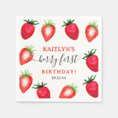 Zoete aardbeienbes Eerste 1e Verjaardag Servet (Voorkant)