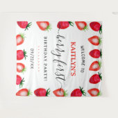 Zoete aardbeienbes Eerste 1e Verjaardagsfeest Wandkleed (Voorkant (horizontaal))