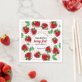 Zoete aardbeienbes Eerste Verjaardag Servet (Insitu)
