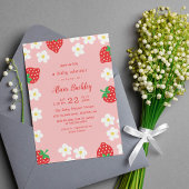 Zoete aardbeienbloemen - Baby shower Kaart