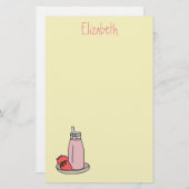 Zoete aardbeienmokshake roze schattig briefpapier (Voorkant / Achterkant)