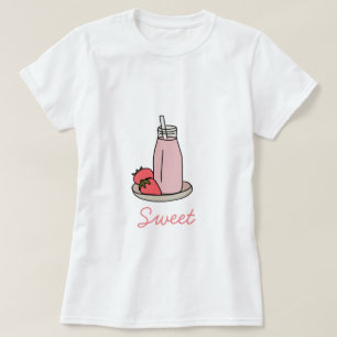 Zoete aardbeienmokshake roze schattig t-shirt