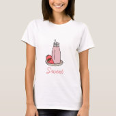 Zoete aardbeienmokshake roze schattig t-shirt (Voorkant)