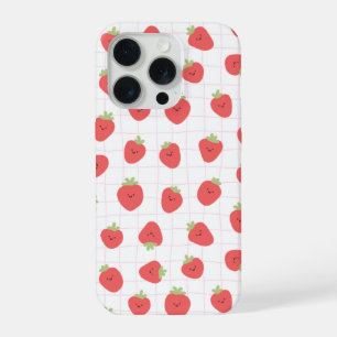 zoete aardbeienpatroon telefoonhoesje. iPhone 15 pro case