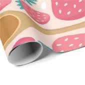 Zoete aardbeienverrukking cadeaupapier (Rol Hoek)