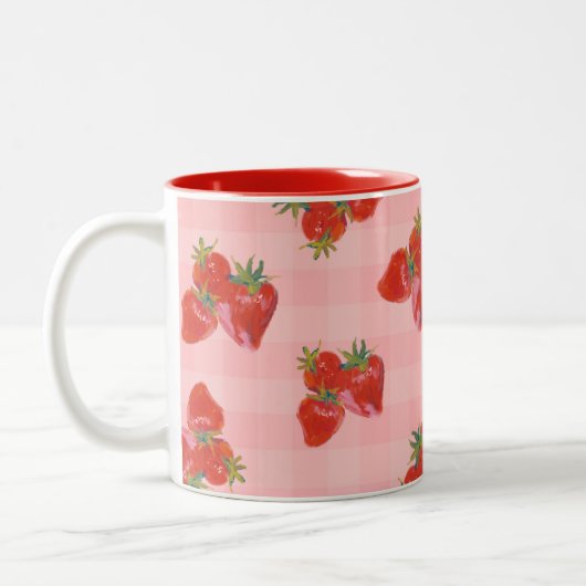 Zoete Aardbeimok 🍓 Tweekleurige Koffiemok (Links)