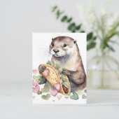 Zoete Aardige Otter Met Taco Briefkaart (Staand voorkant)