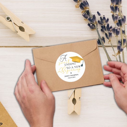 Zoete afsluiting van het nieuwe begin Afsluiting 2 Ronde Sticker