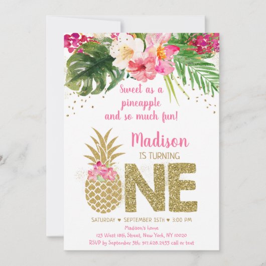 Zoete als anananasroze gouddag kaart (Voorkant)