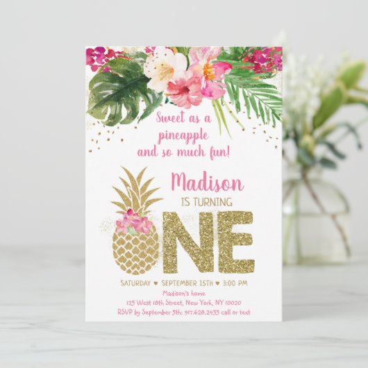 Zoete als anananasroze gouddag kaart (Staand voorkant)