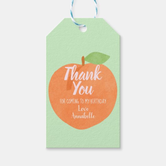 Zoete als een Perzik Kinderen Bedankt Cadeaulabel (Voorkant)