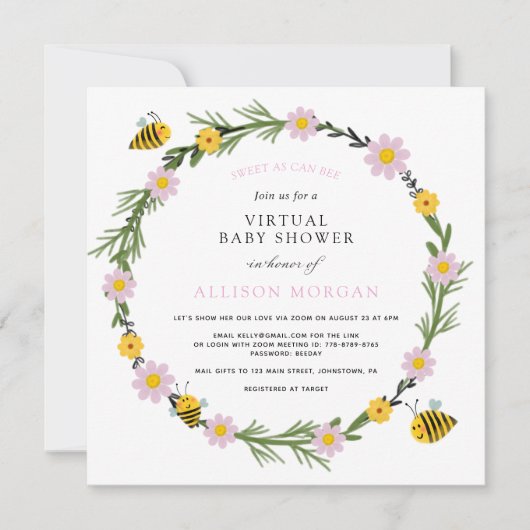 Zoete Als Kan Bij Virtuele Baby Shower Uitnodiging (Voorkant)