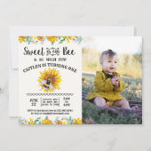 Zoete Als Kan Bij Zonnebloem Foto Kaart (Voorkant)